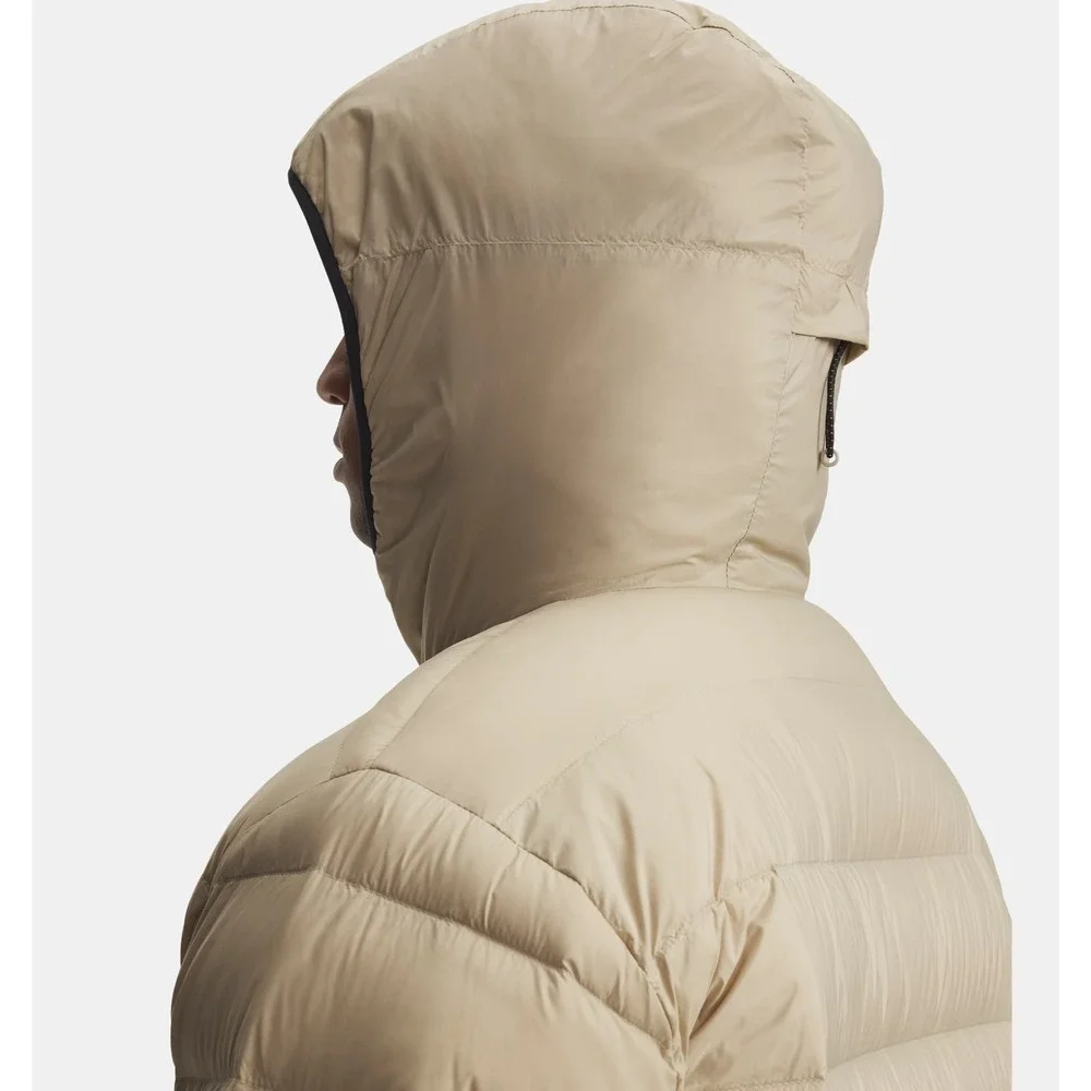 Under Armour® (Men's XL) Legend™ Hooded Down Jacket in Khaki/Black - $180